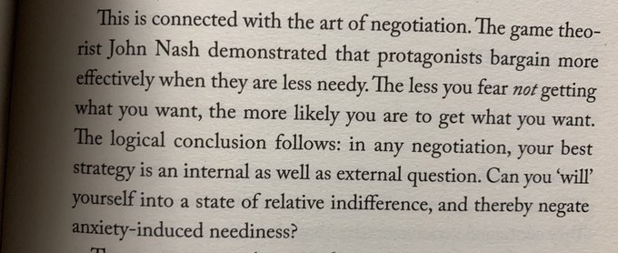 On the benefit of willing yourself into a state of relative indifference when it comes to negotiations
